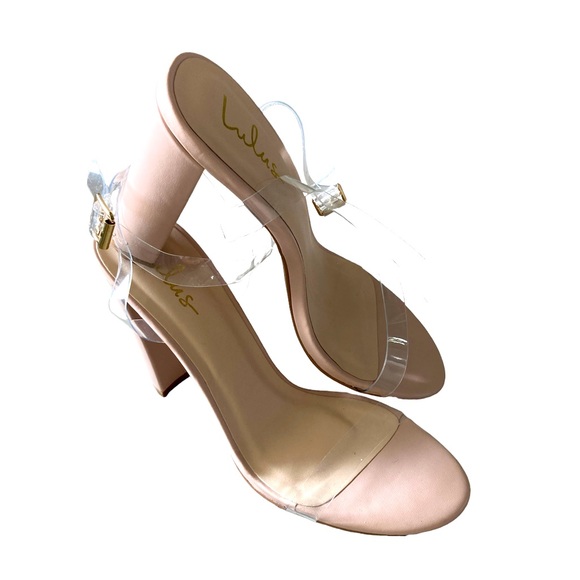 Lulus Shoes - Lulu’s Sandals Transparent Strap Block Heel Shoe Formal Sexy Blush Pink Size 10